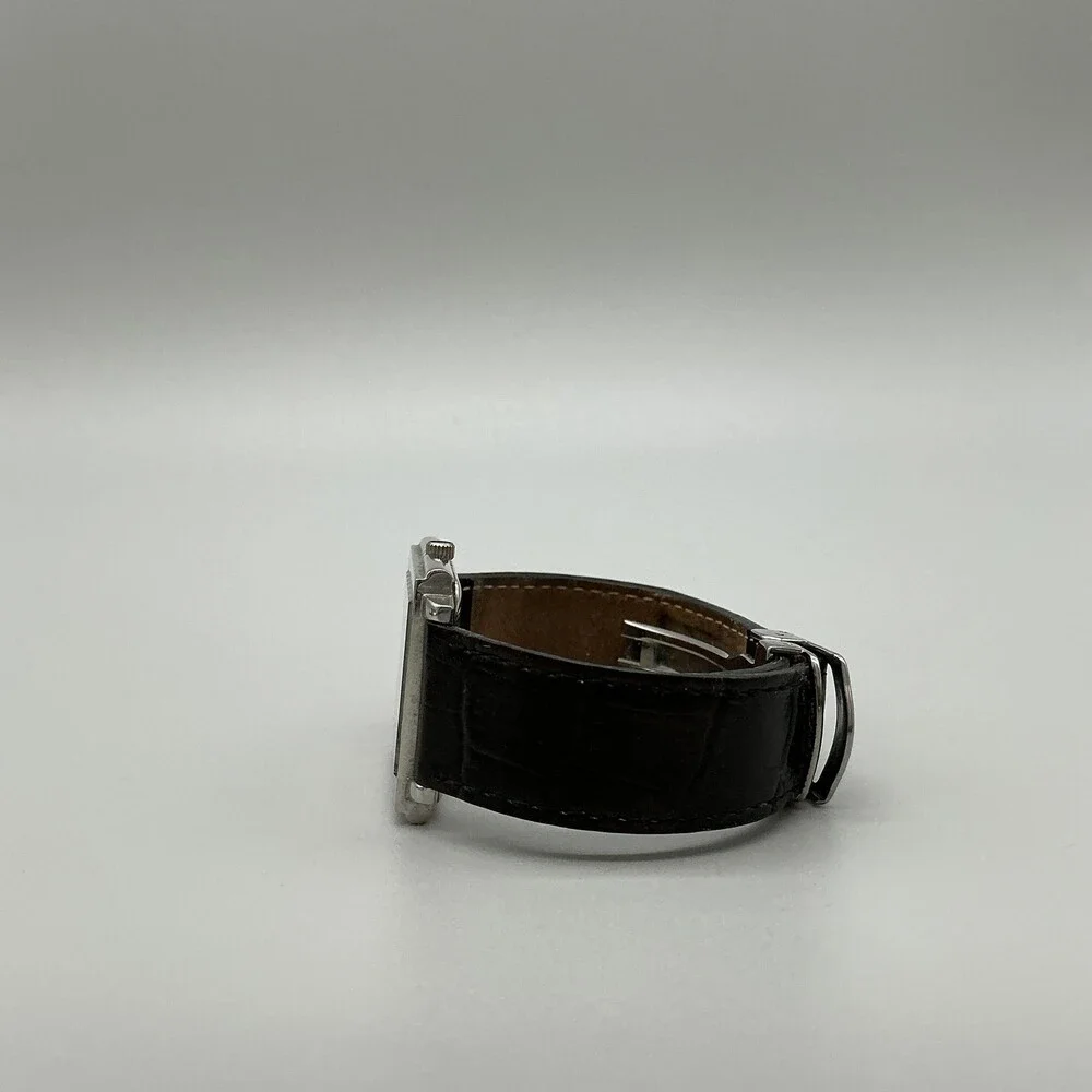 Visage Womens Watch 29mm Black Square Dial Brown Leather Band New Battery